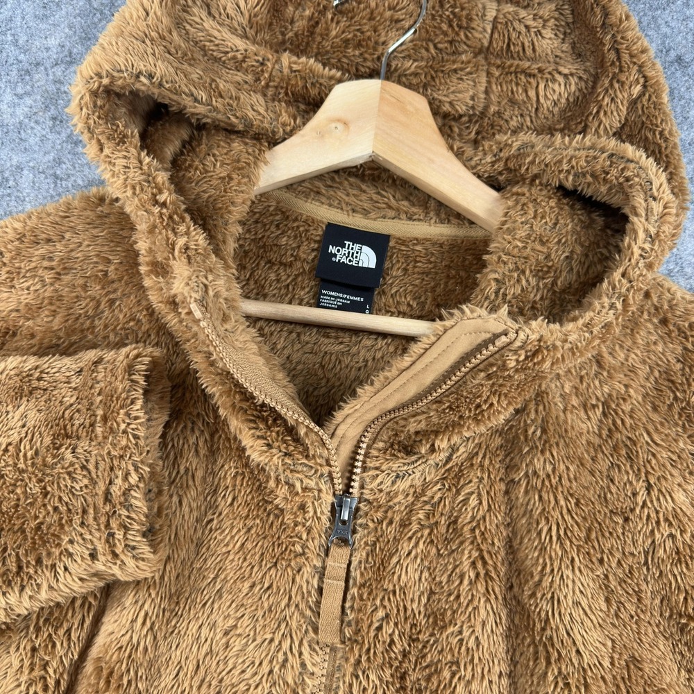 The North Face Furry Fleece Full Zip Hoodie Womens Large‎ Brown Sherpa